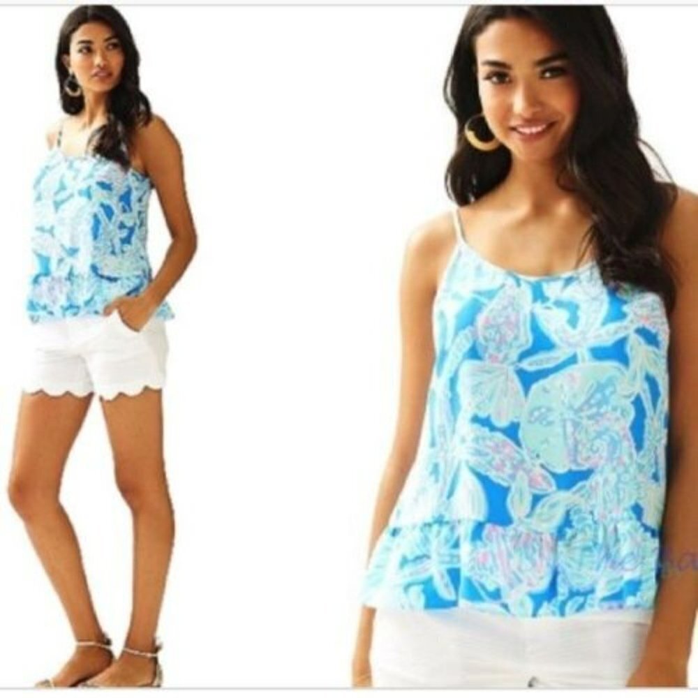 Lilly Pulitzer Bay Blue Into The Deep Cami Tank Top size XXS